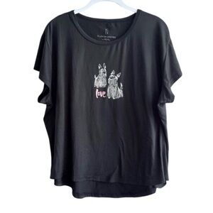 Ellen Degeneres Dog Love Tee Graphic Short Sleeve Pajama Top Black Size L